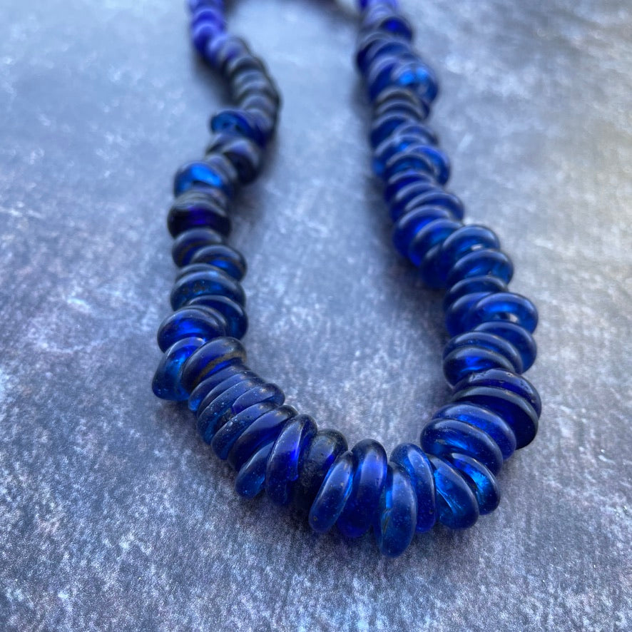 Mix of Shapes Strand Cobalt Blue Antique Dutch Dogon Glass Beads - Rita Okrent Collection (AT0692)