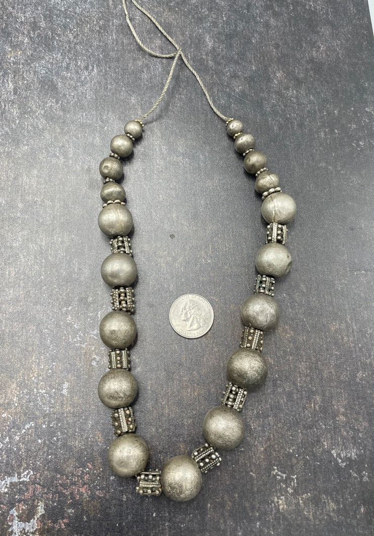 Antique Granulated Silver and Hollow Silver Beads Strands, from Yemen - Rita Okrent Collection (ANT549all)