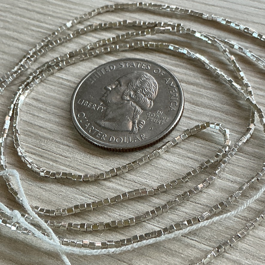 Long Strands of Tiny Square Sterling Silver Beads from the Thai Karen Hill Tribe - Rita Okrent Collection (NP108)