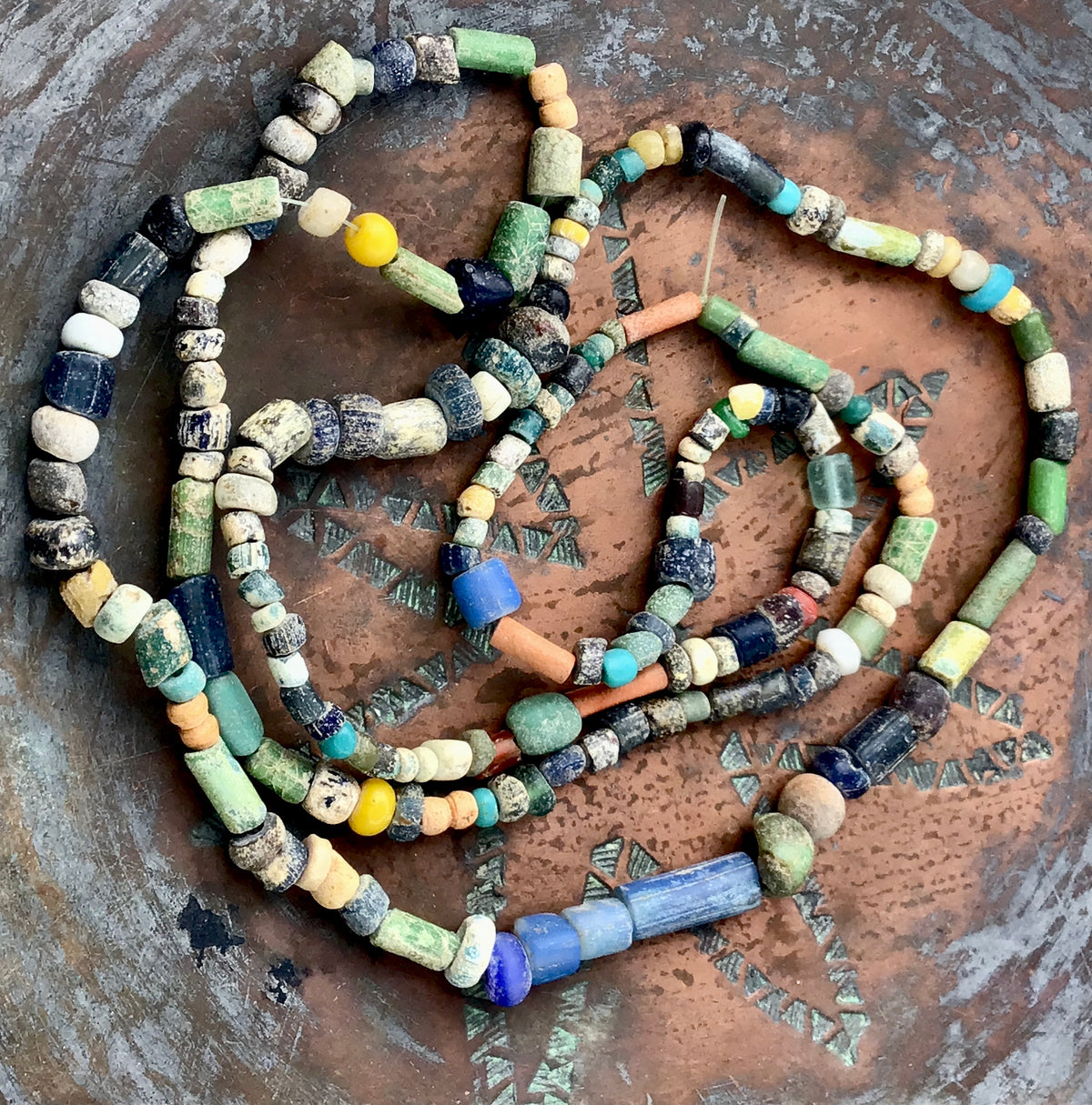 Ancient Glass Small Nila Beads from Mali, Many Colors - Strand B - Rita Okrent Collection (AT0649b)