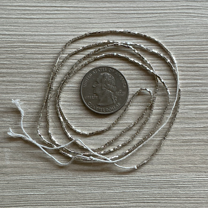 Long Strands of Tiny Square Sterling Silver Beads from the Thai Karen Hill Tribe - Rita Okrent Collection (NP108)