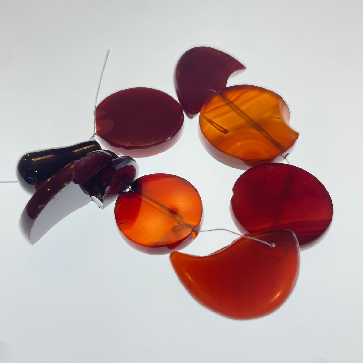 Antique Mixed Carnelian Beads and Pendants, Idar Oberstein - Rita Okrent Collection (S225d)