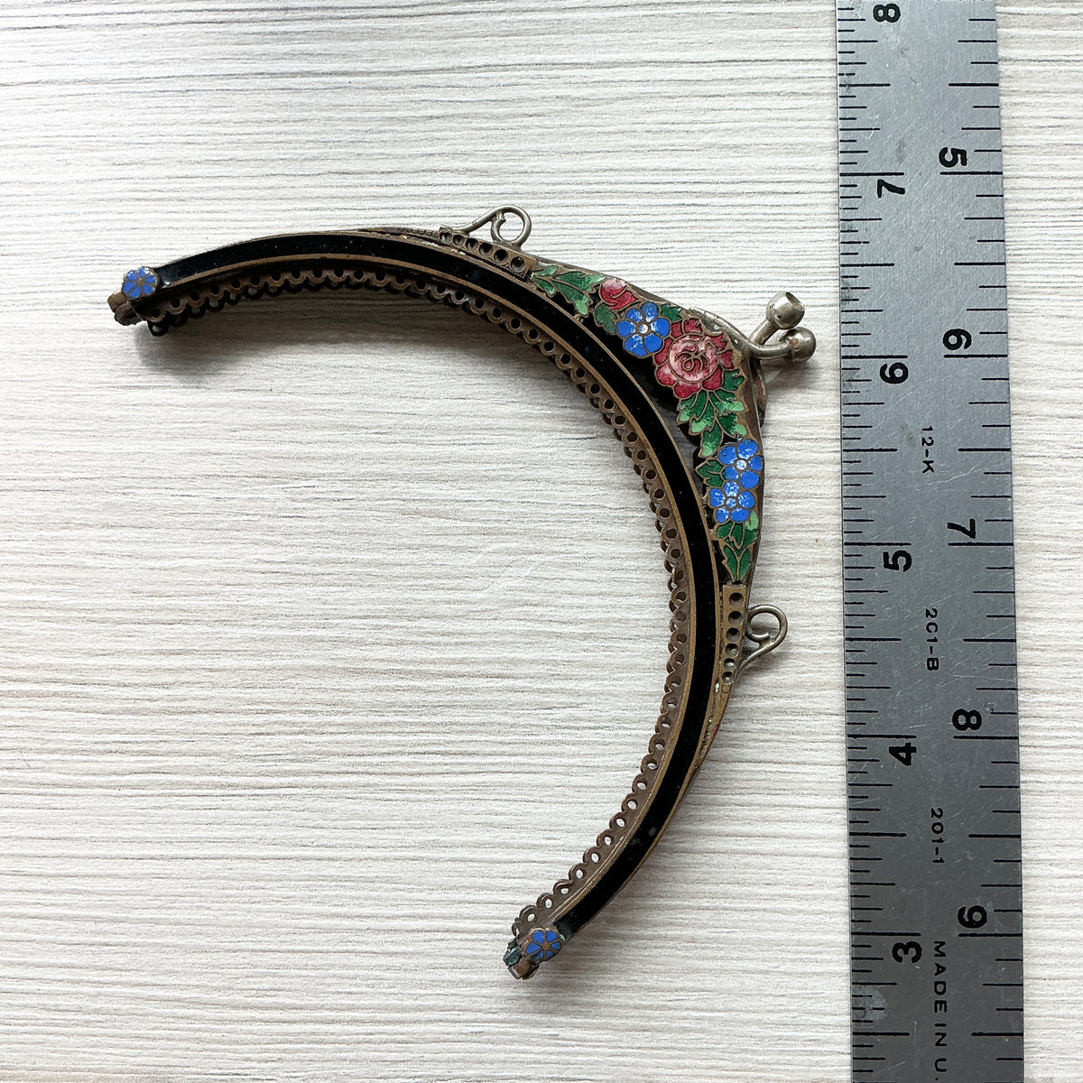 Antique French Enameled Metal Snap Purse Closure - Rita Okrent Collection (AA584)