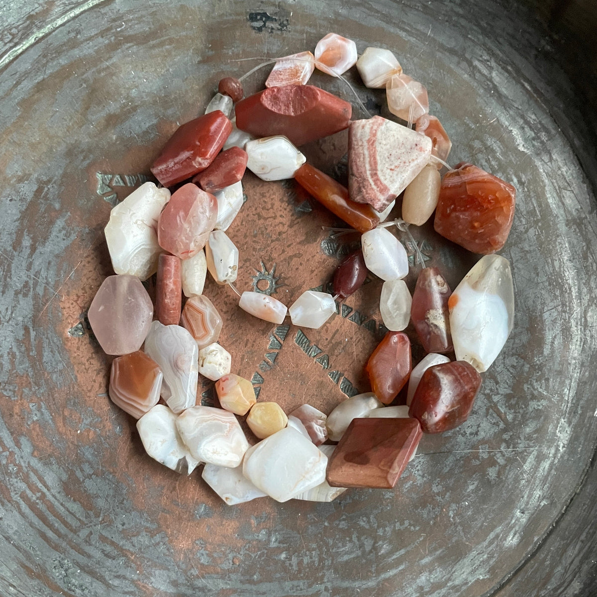Antique Flat Tabular Diamond-Shaped Agate Carnelian Beads from Mali - Rita Okrent Collection (S404b)