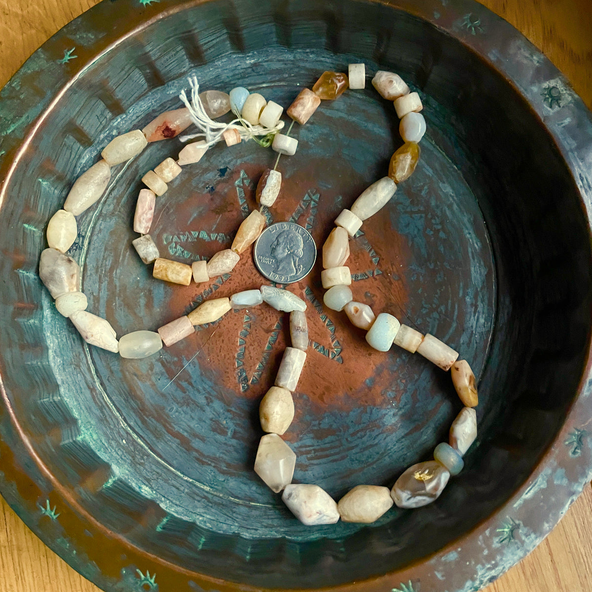 Ancient Mixed Agate and Antique Glass Bead Strand, Mainly Tubes and Bicones - Rita Okrent Collection (S574)