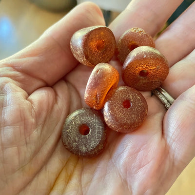 Set of Six Antique Baltic Natural Amber Beads - Rita Okrent Collection (C985)