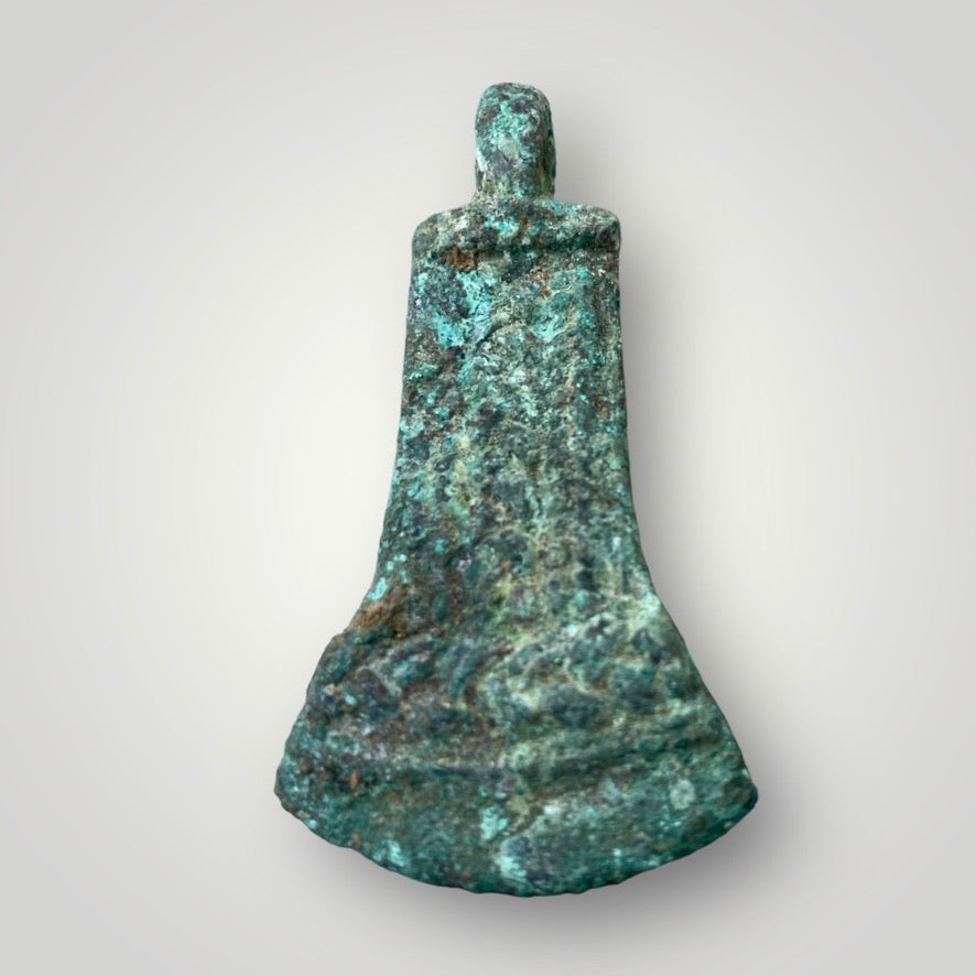 Antique Vert-de-Gris Dogon Tribal Bronze Bell Pendant, Mali - Rita Okrent Collection (P903)