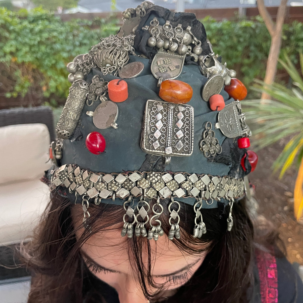 An Extraordinary, Richly Adorned Yemeni Woman’s Bonnet - Rita Okrent Collection (C910)