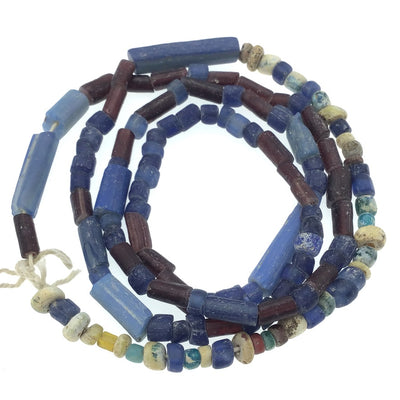 Maroon Red and Blue Ancient Glass Djenne Nila Beads - Rita Okrent Collection (AT0624)