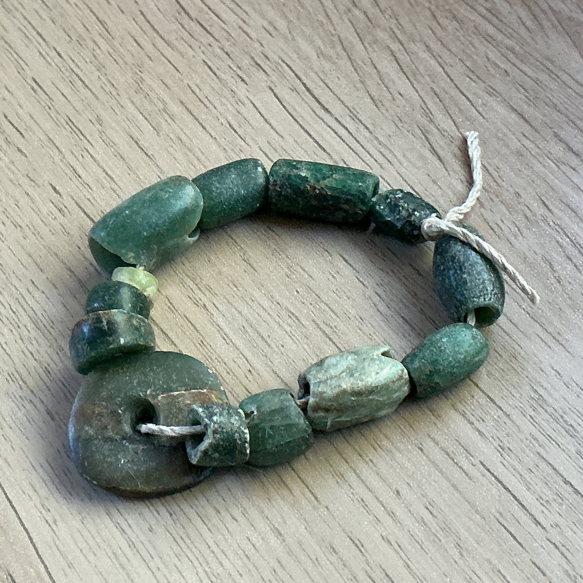 Deep Green Ancient Serpentine Stone Beads from Mauritania - Rita Okrent Collection (S582)