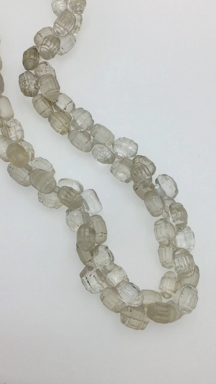 Full Strands of Bohemian Clear Molded Glass Barrel Bead Pendants from the African Trade - Rita Okrent Collection (ANT309fs)