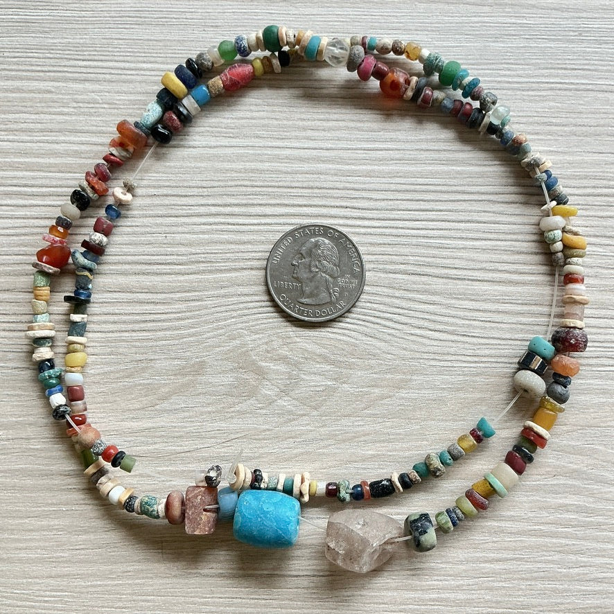 Grab Bag Strands of Mixed Brightly Hued Ancient Nila Beads, Mali - Rita Okrent Collection (AT0698)