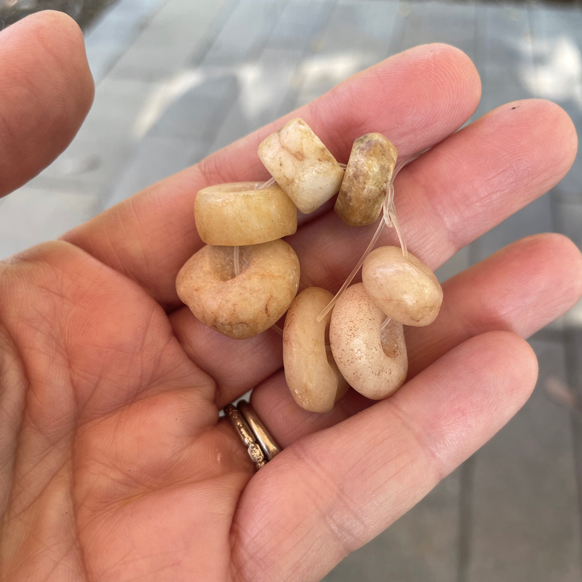 Short Strand of 7 Neolithic Agate Beads from the Sahel - Rita Okrent Collection (S450b)