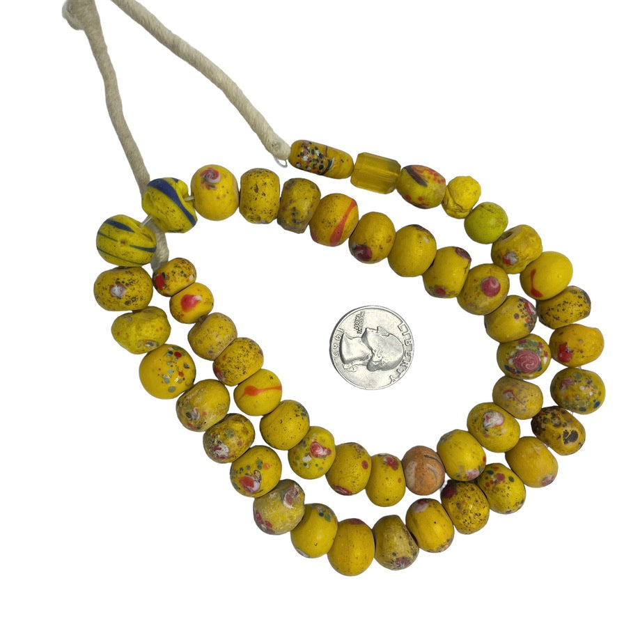 Antique Bohemian Yellow Glass Beads, Antique Trade Beads - Rita Okrent Collection (AT0813)