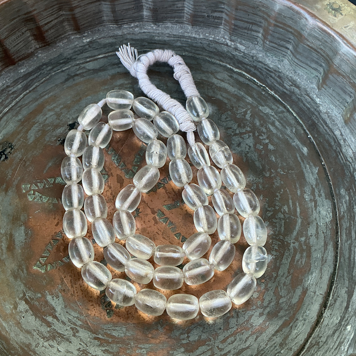 Vintage Bohemian Clear Oval Glass Beads from the African Trade - Rita Okrent Collection (ANT290)