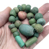 Strand of Deep Green and Teal Mixed Antique European Glass Beads - Rita Okrent Collection (ANT345)