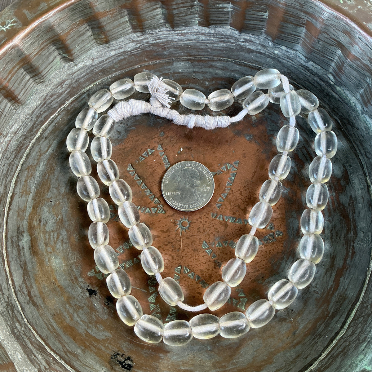 Vintage Bohemian Clear Oval Glass Beads from the African Trade - Rita Okrent Collection (ANT290)