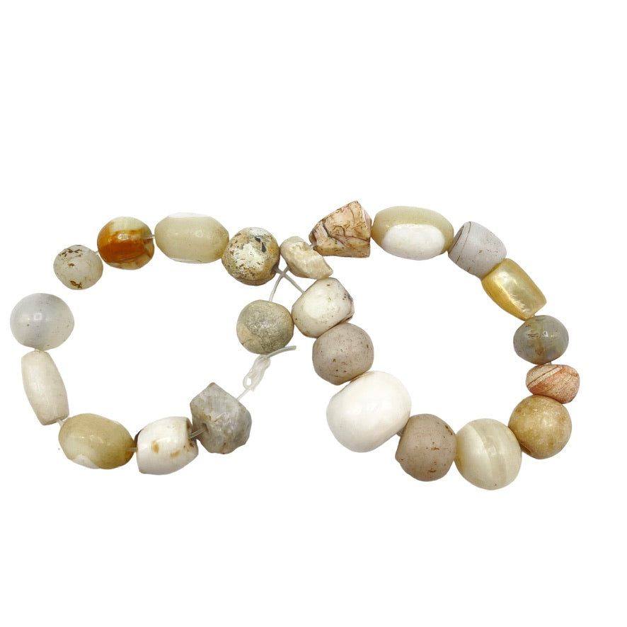 Strand of 23 Antique Mother-of-Pearl, Stone, and Glass Beads - Rita Okrent Collection (ANT440)