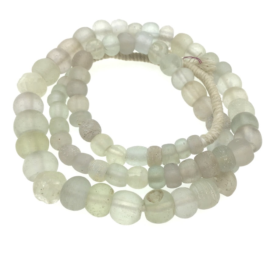 Translucent and White Mixed Old European Glass Beads, Strand, West Africa - Rita Okrent Collection (AT01806)