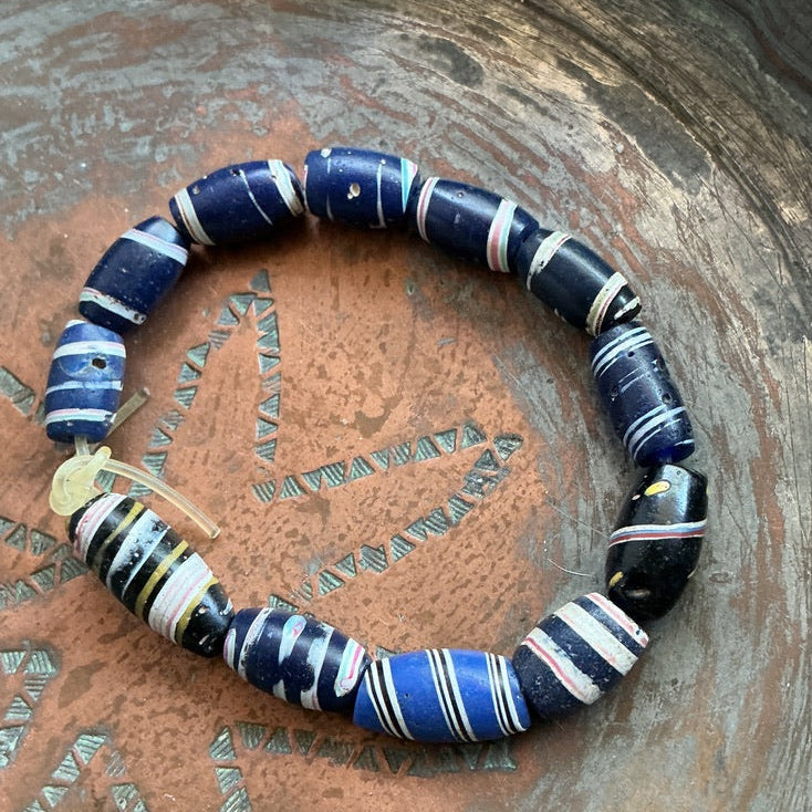 Short Strand of Antique Striped Venetian Glass Beads from the African Trade - Rita Okrent Collection (AT1937)