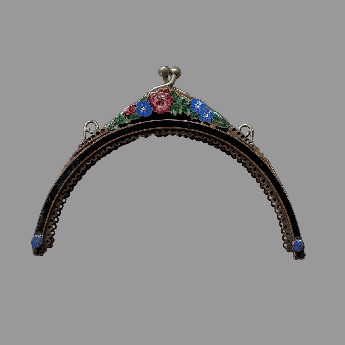 Antique French Enameled Metal Snap Purse Closure - Rita Okrent Collection (AA584)