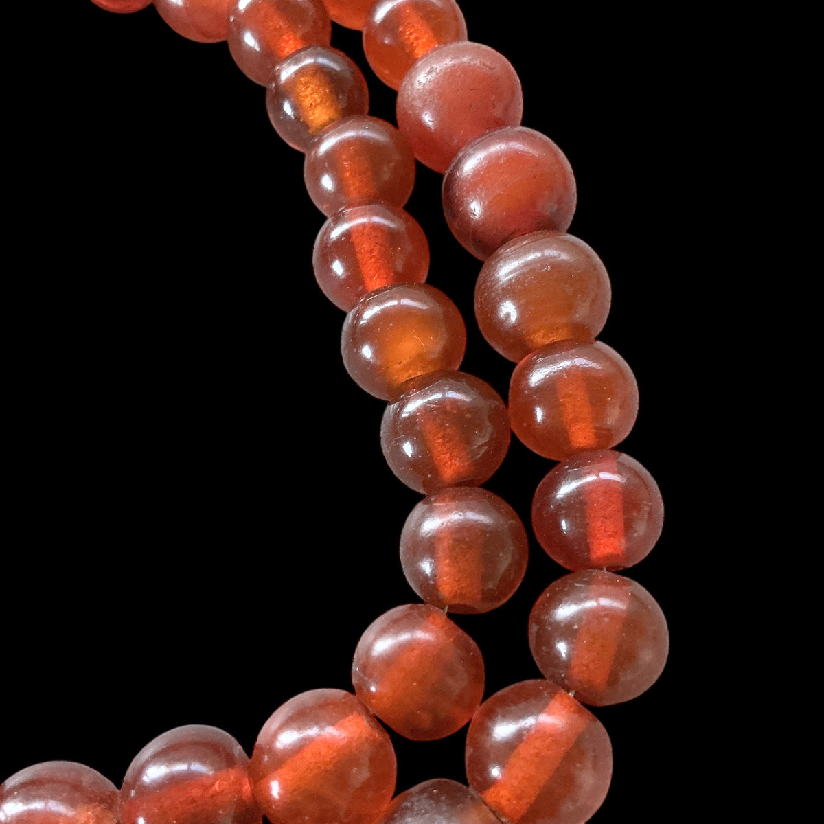 Vintage Red-Orange Bohemian Glass Beads - Rita Okrent Collection (AT1503a)