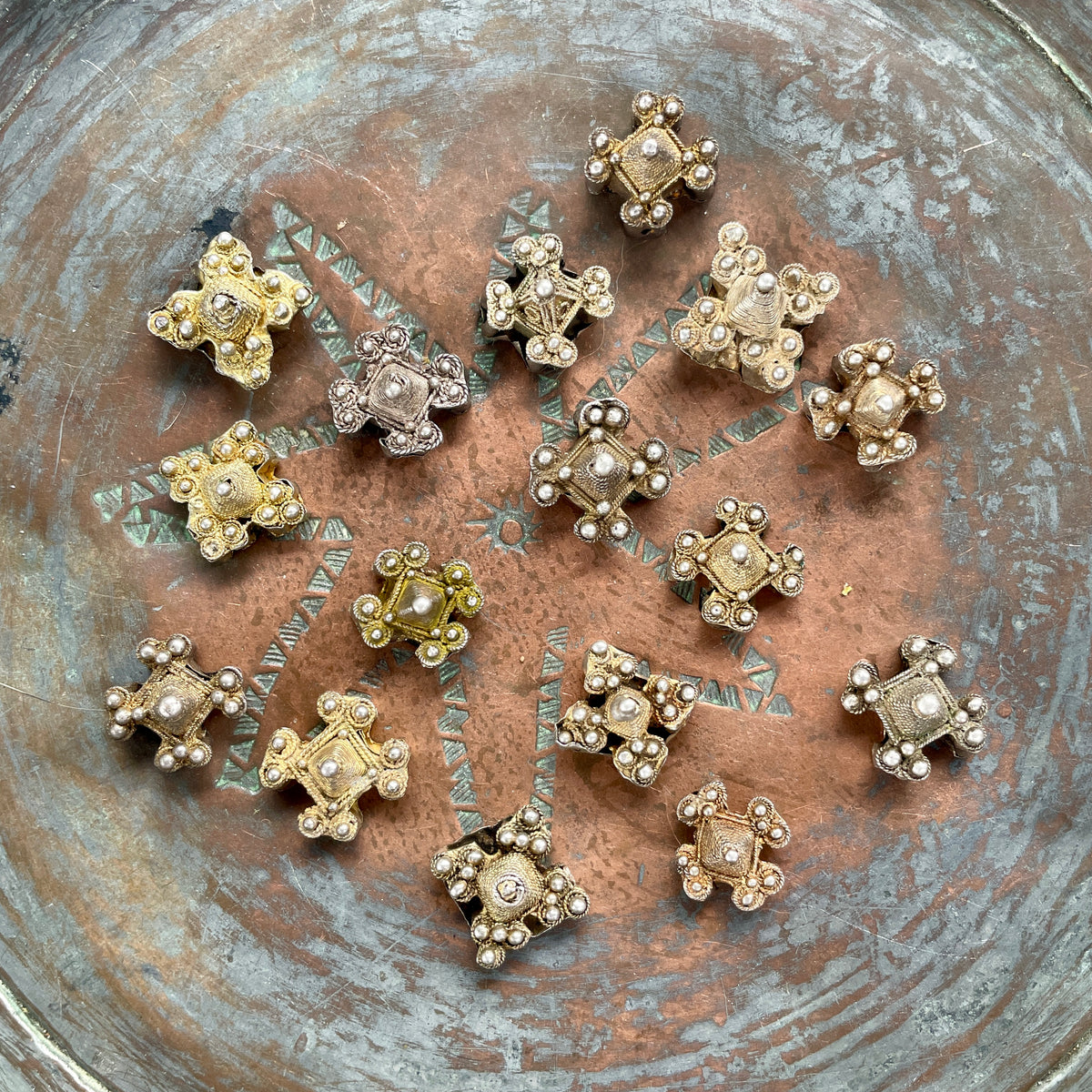 Antique Mauritanian Silver and Gilt Silver Boghdod/Southern Cross Pendants - Rita Okrent Collection (P581)