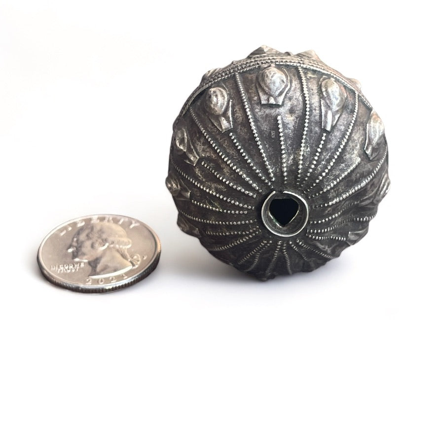 Extra Large Antique Yemeni Silver Globe Bead with Maker&#39;s Stamp - Rita Okrent Collection (ANT683)