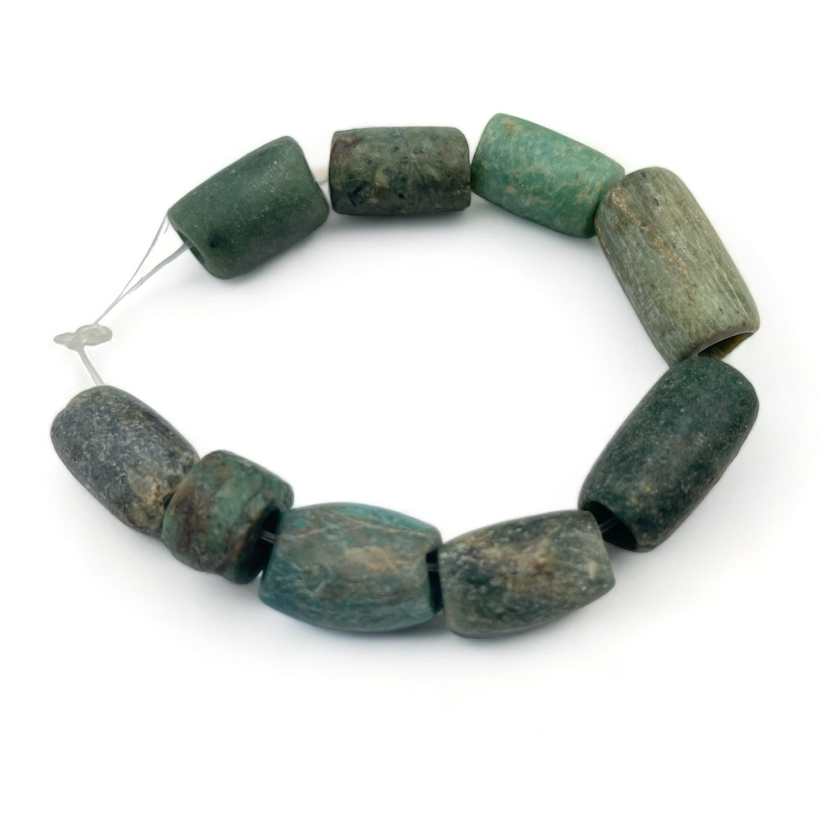 Strand of 9 Mixed Ancient Amazonite Tube Beads from Mauritania - Rita Okrent Collection (S556)