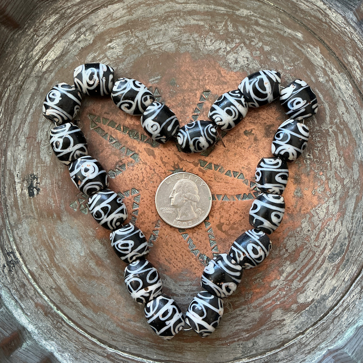 Short Strand of Antique Black and Glass Beads from the African Trade - Rita Okrent Collection (AT1929)