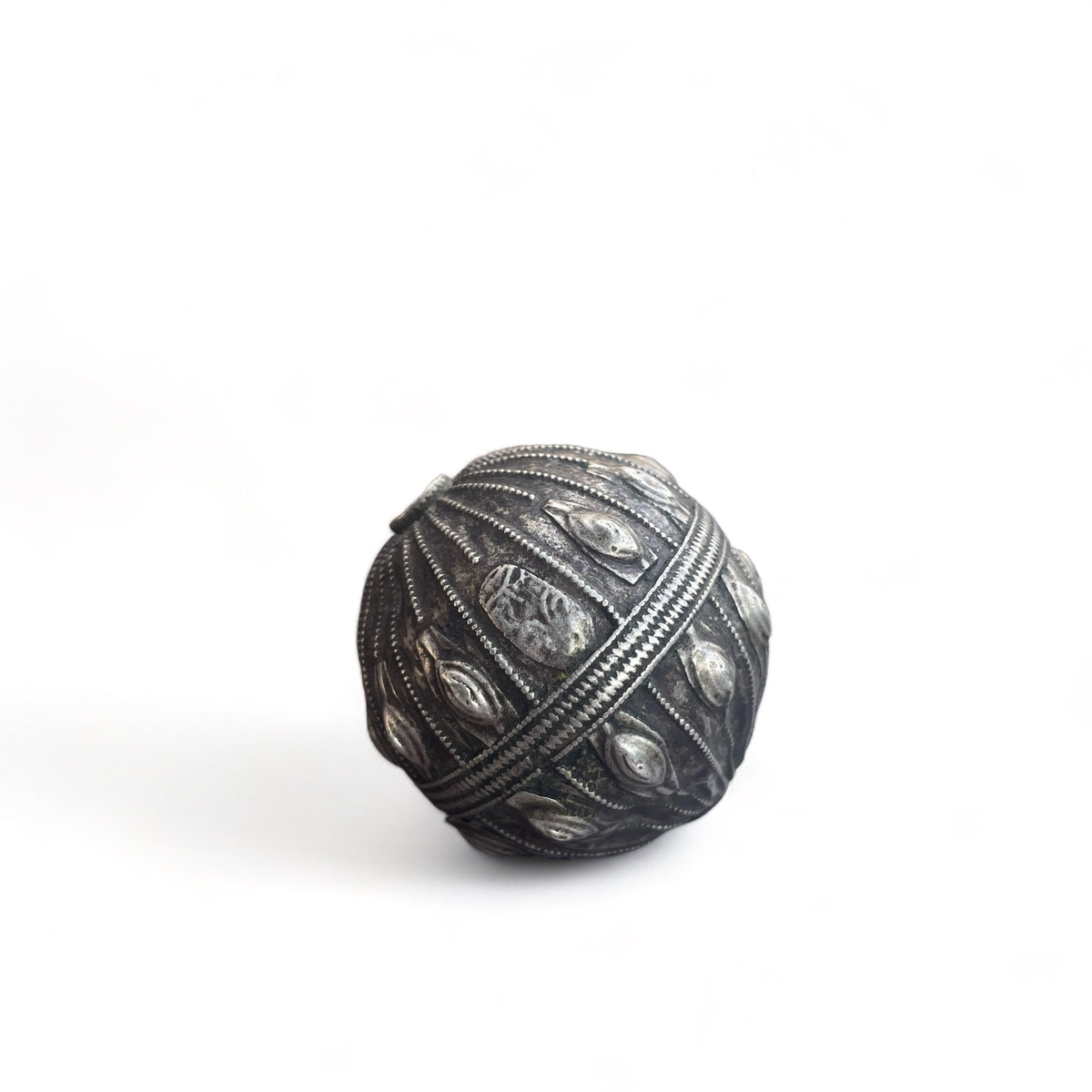 Extra Large Antique Yemeni Silver Globe Bead with Maker&#39;s Stamp - Rita Okrent Collection (ANT683)