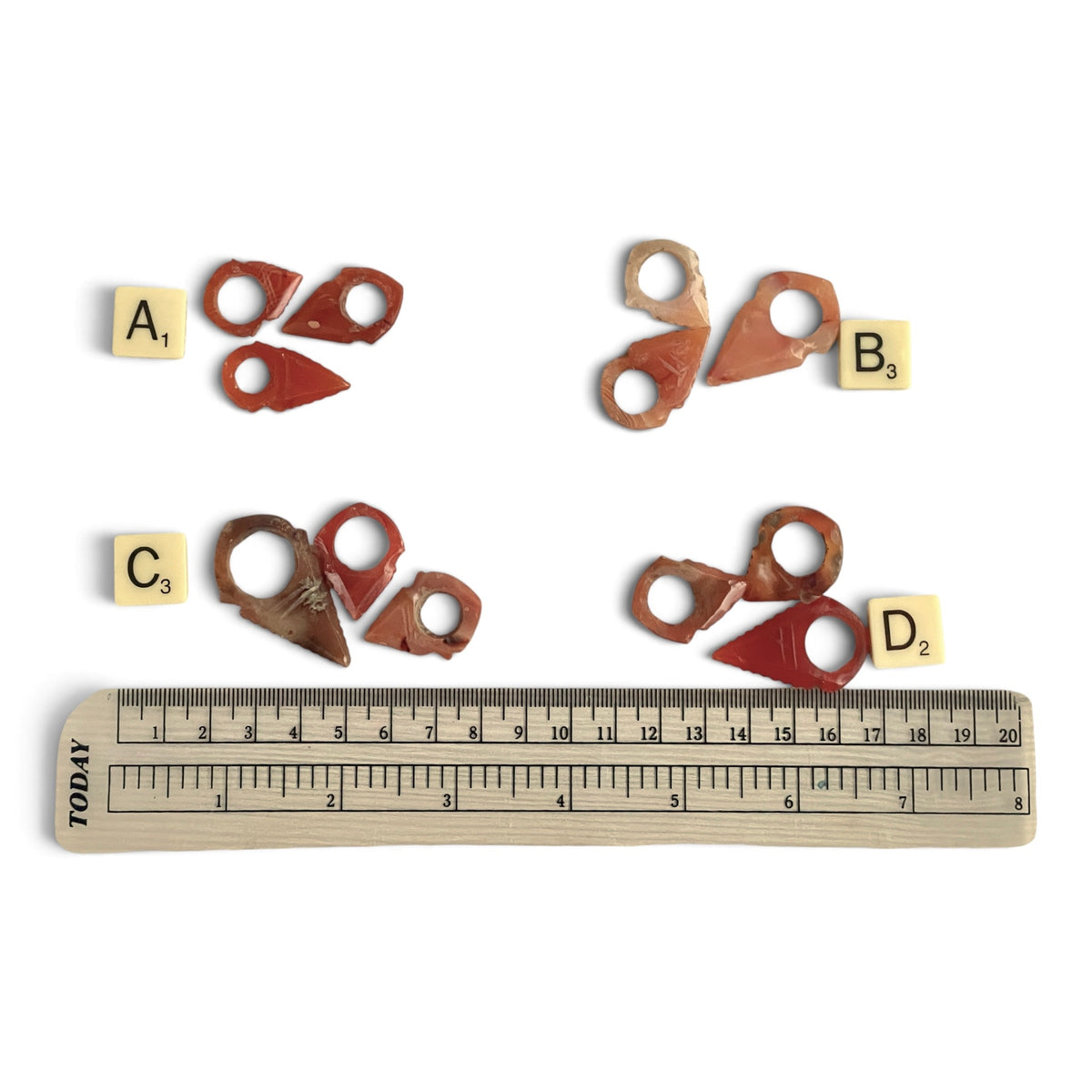 Groups of 3 Rare Antique Carnelian Tanfouk Talhakimt Hair Ornaments - Rita Okrent Collection (P896)