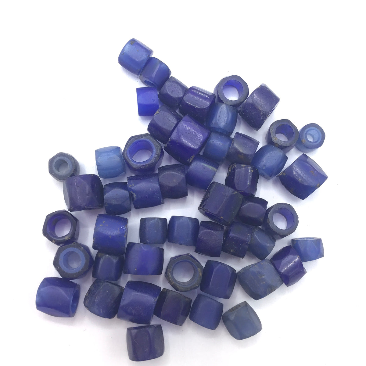 Group of Antique Faceted Russian Blue Glass Beads - Rita Okrent Collection (AT0836b)