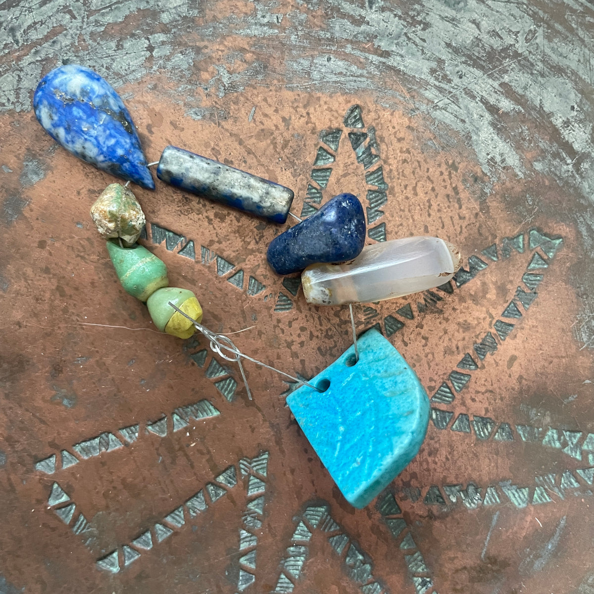 Ancient Stone, Lapis, Glass and Faience Beads and Pendants, Egypt- Rita Okrent Collection (C329b)