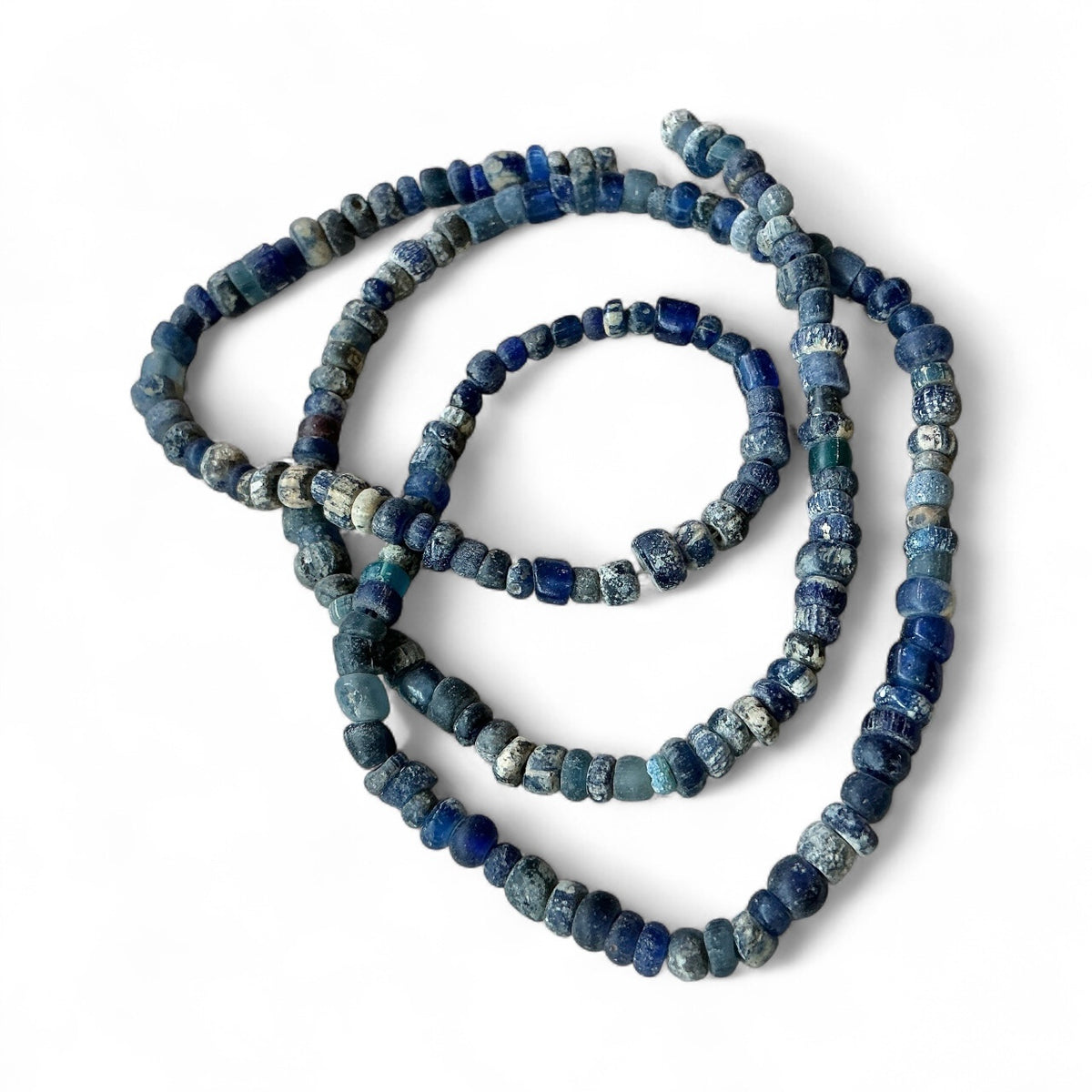 Ancient Glass Indo-Pacific Nila Beads in Blue Hues, with Patina  - Rita Okrent Collection (AT1932)