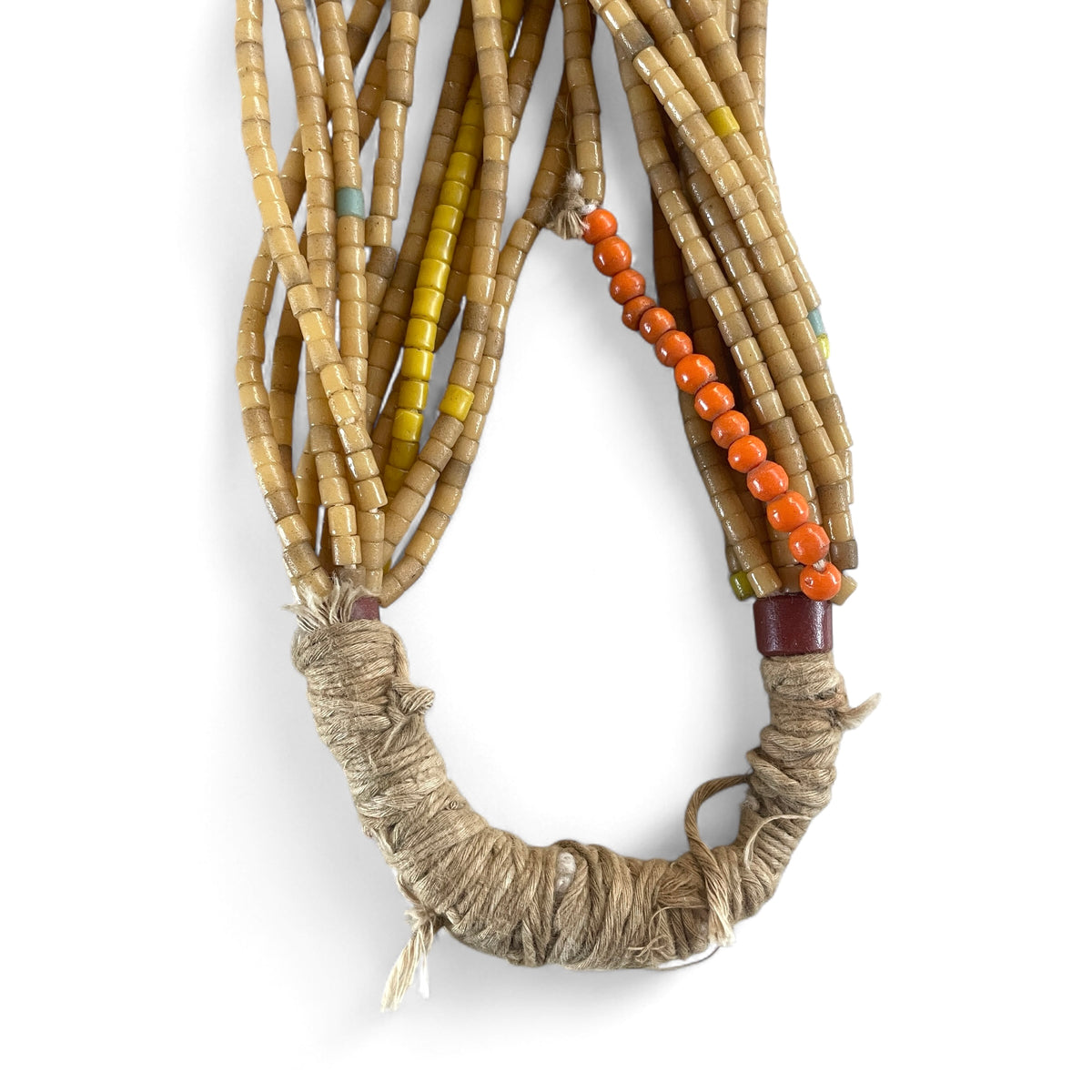 Vintage Yellow and Beige Fulani Multi-strand Beaded Necklace, Nigeria  - Rita Okrent Collection (AT1902)