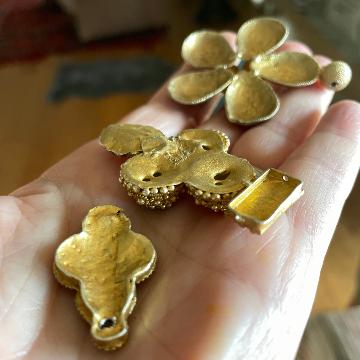 Group of Vintage Gold-Washed Granulated Amulets - Rita Okrent Collection (P959)