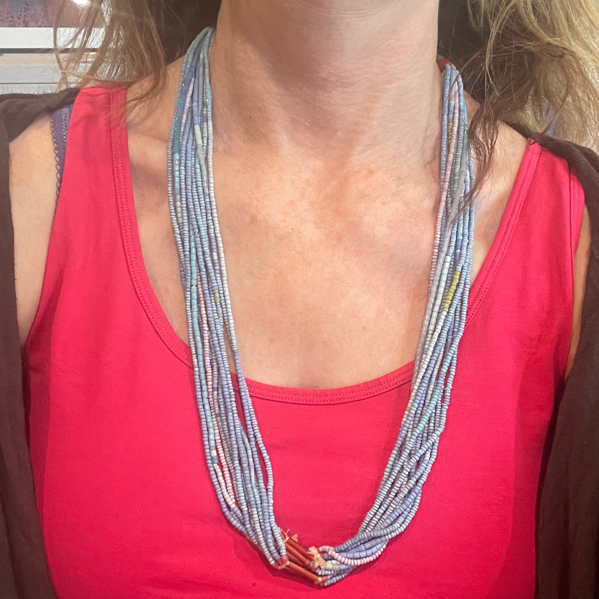 Vintage Fulani Multi-strand Pastel Hued Beaded Necklace, Nigeria  - Rita Okrent Collection (AT1903b)