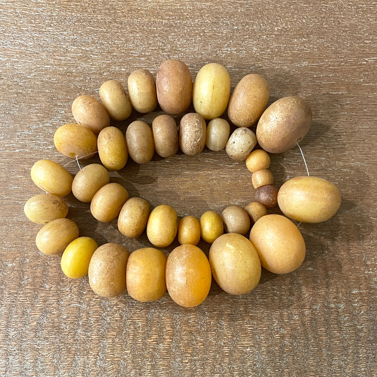 Long Strands of Pale Yellow Faux Amber Beads- Rita Okrent Collection (AT0479)