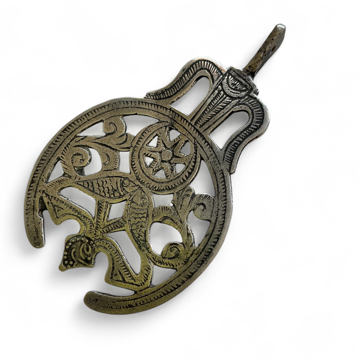 Vintage North African Silver Salhat Pendant - Rita Okrent Collection (P784b)