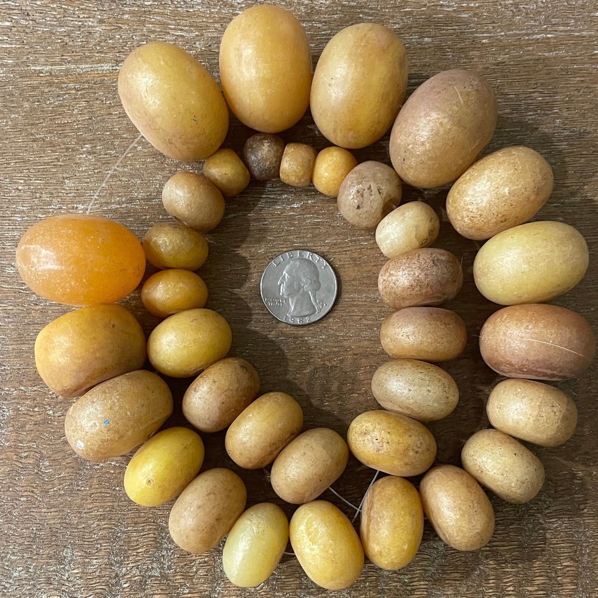 Long Strands of Pale Yellow Faux Amber Beads- Rita Okrent Collection (AT0479)
