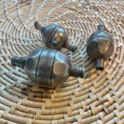 Antique Silver Focal Beads, Group of 3, Afghanistan - Rita Okrent Collection (C598)