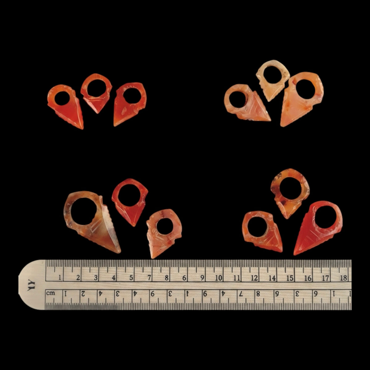 Groups of 3 Rare Antique Carnelian Tanfouk Talhakimt Hair Ornaments - Rita Okrent Collection (P896)