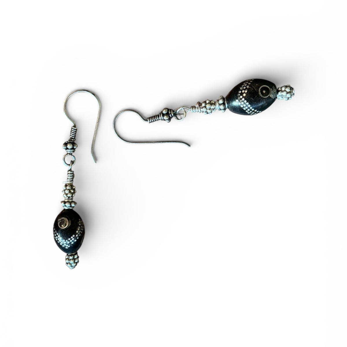 Black Coral and Sterling Silver Earrings - Rita Okrent Collection (E543)