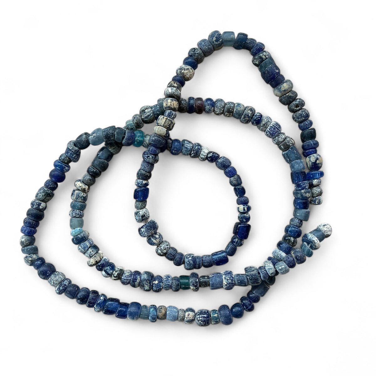 Ancient Glass Indo-Pacific Nila Beads in Blue Hues, with Patina  - Rita Okrent Collection (AT1932)