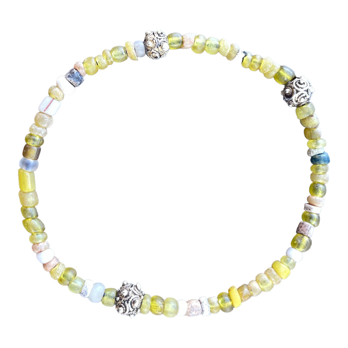 Antique Indo Pacific Glass Beaded Stretch Bracelet in Choice of Colors - Rita Okrent Collection (BR360)