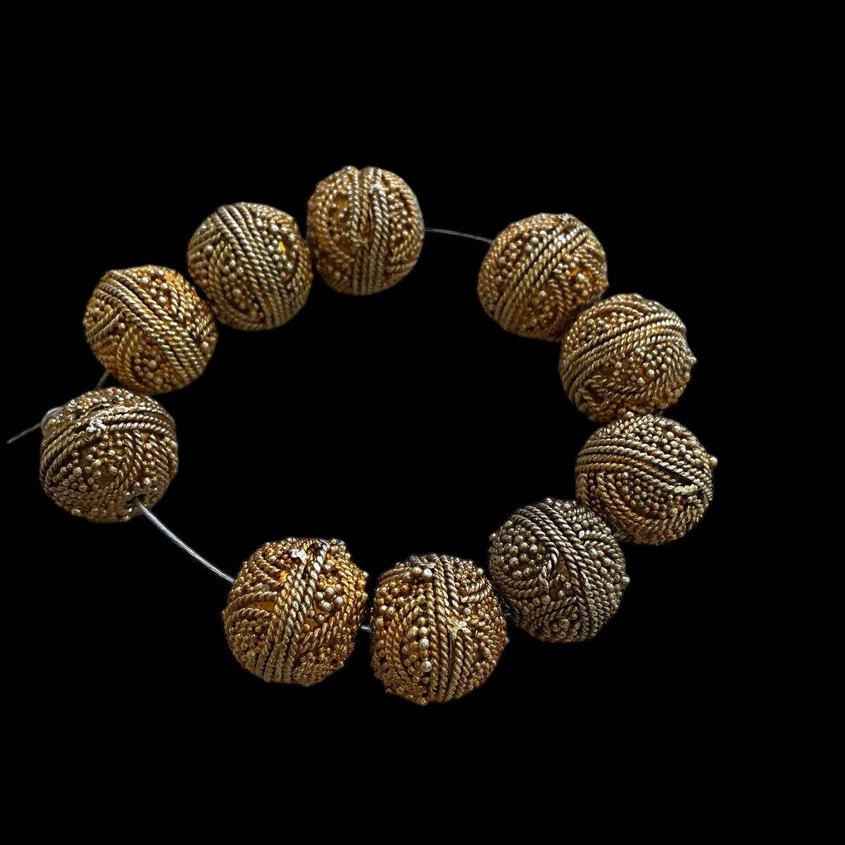 Vintage Gold Washed Granulated Beads from Mauritania, Strand of 10 - Rita Okrent Collection (C472b)