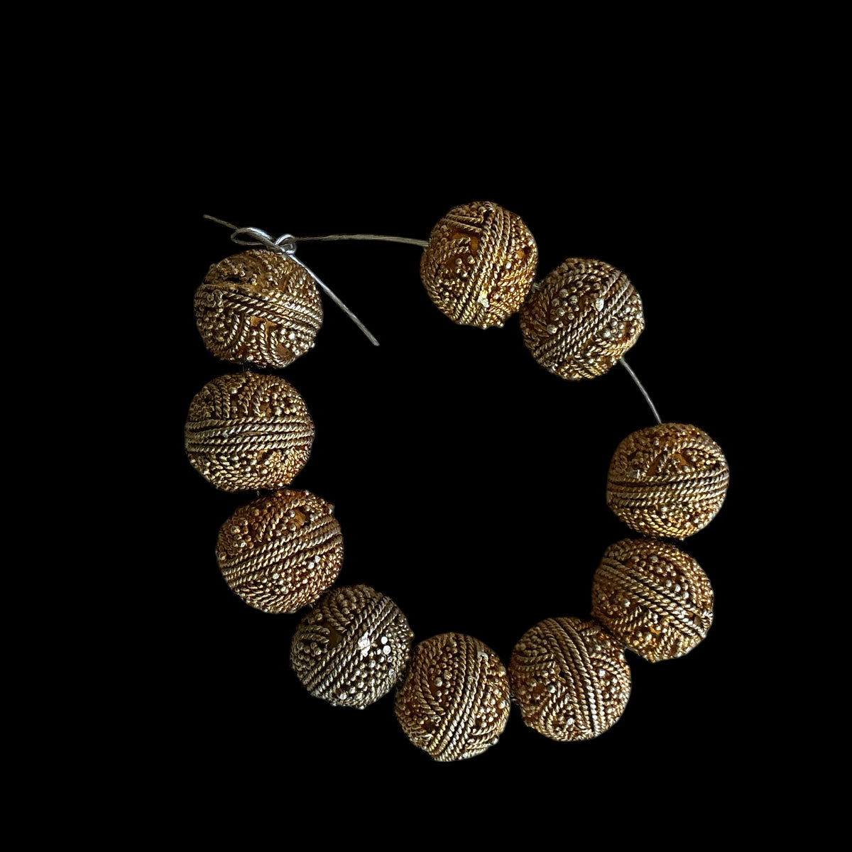 Vintage Gold Washed Granulated Beads from Mauritania, Strand of 10 - Rita Okrent Collection (C472b)
