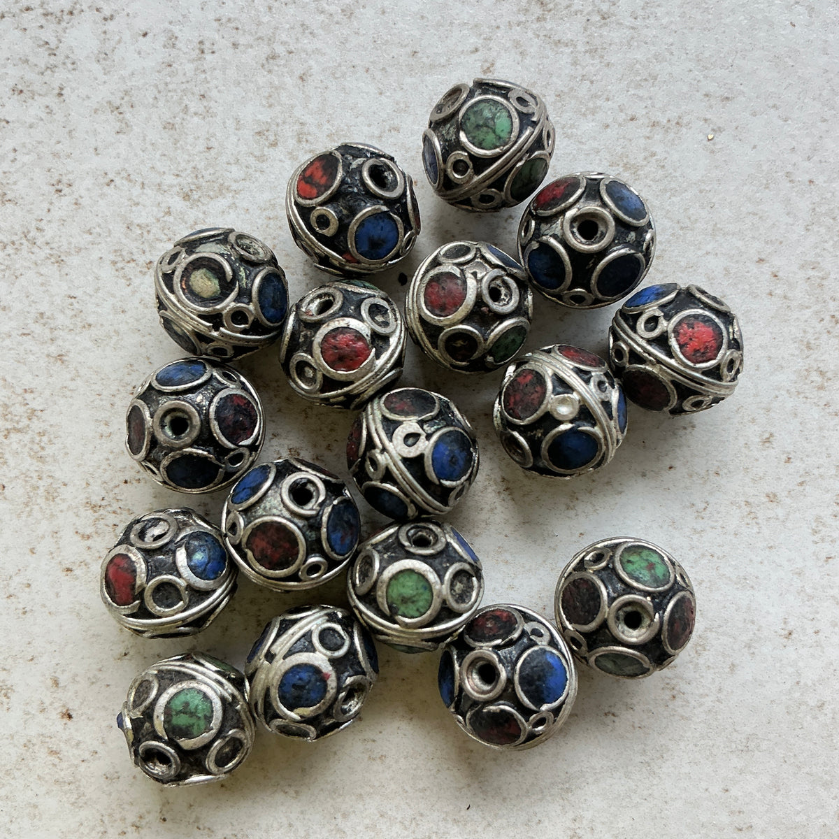 Colorful Berber Enameled Eye Beads, Morocco - Rita Okrent Collection (NP016b)