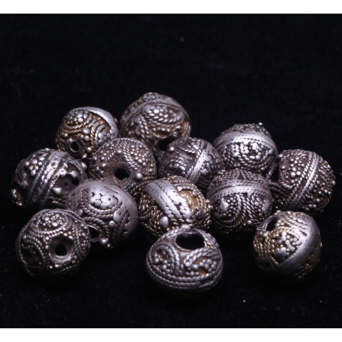 Lovely Well Worn Favorite Small Mauritanian Silver and Gilded Silver Beads, Sold Individually - Rita Okrent Collection (C496gs)